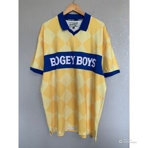 Bogey Boys Golf Polo Size 3XL Athletic Checkered Short Sleeve Yellow Argyle